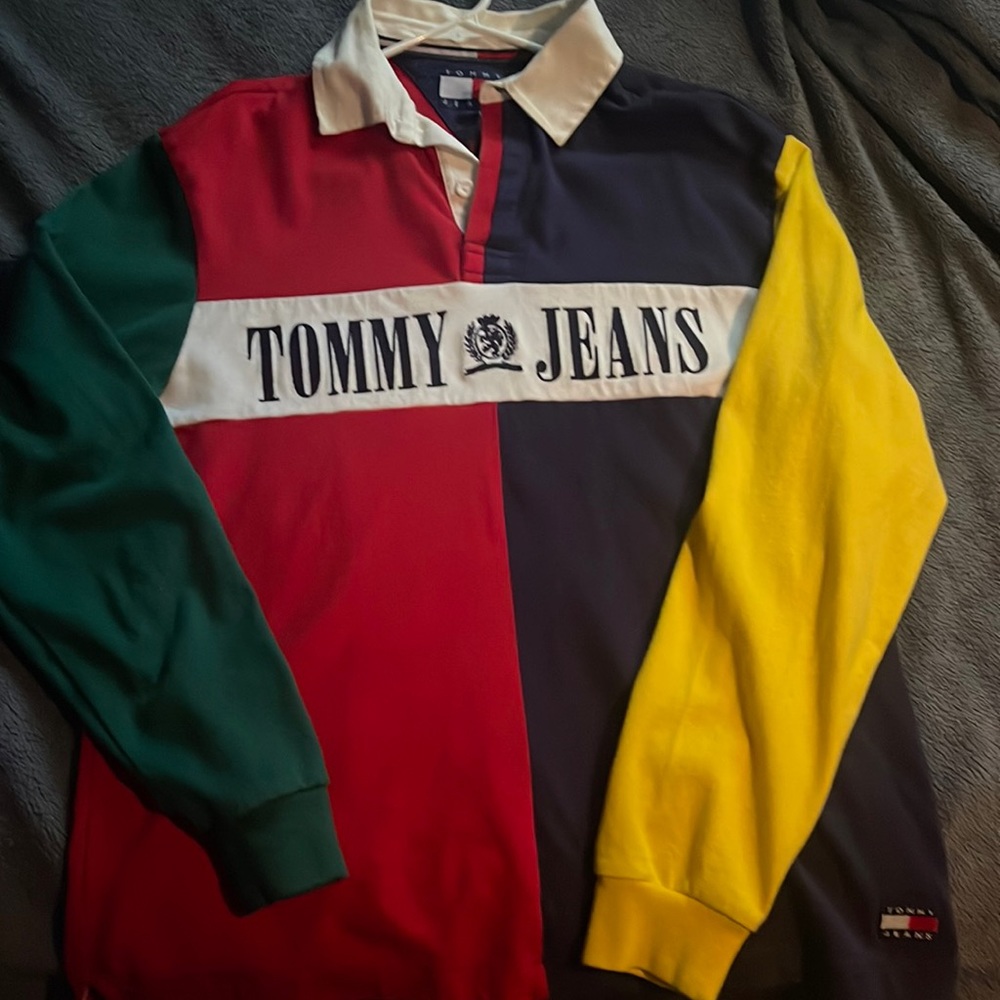 Tommy jeans collar shirt multi color worn 3 times great condition